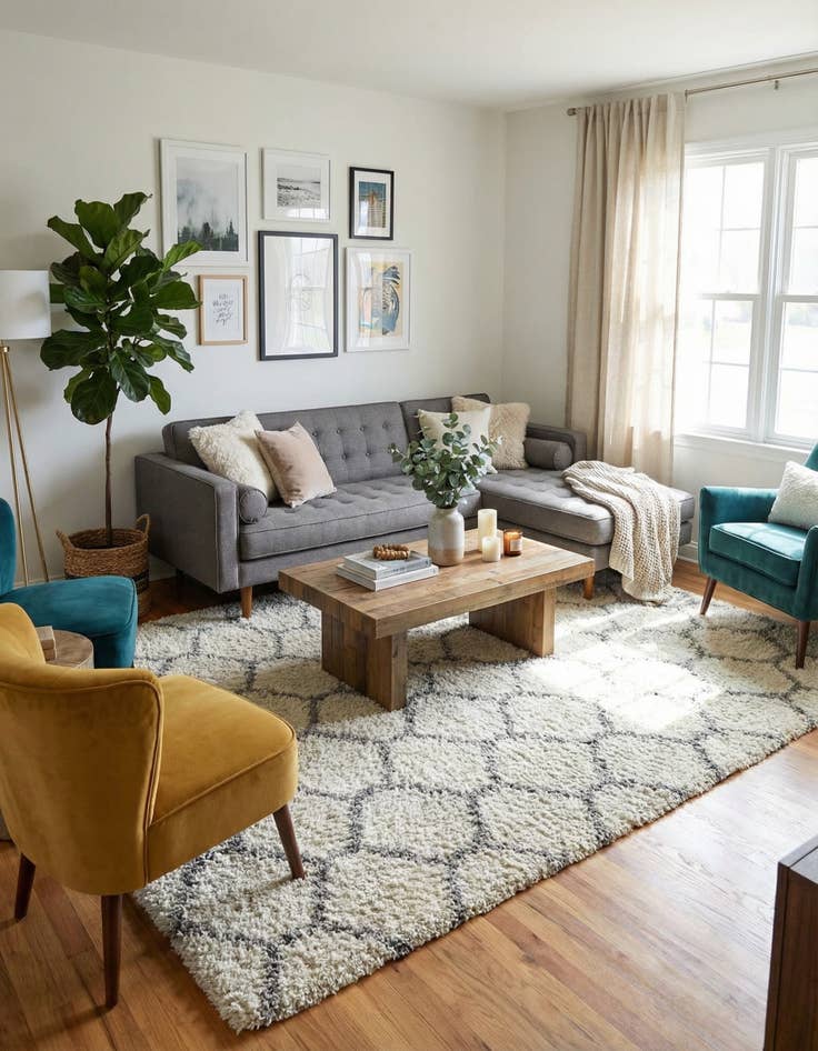 Detail image of  7' 10 x 10' Lattice Shag Rug