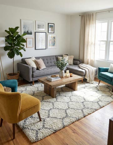 7' 10 x 10' Lattice Shag Rug