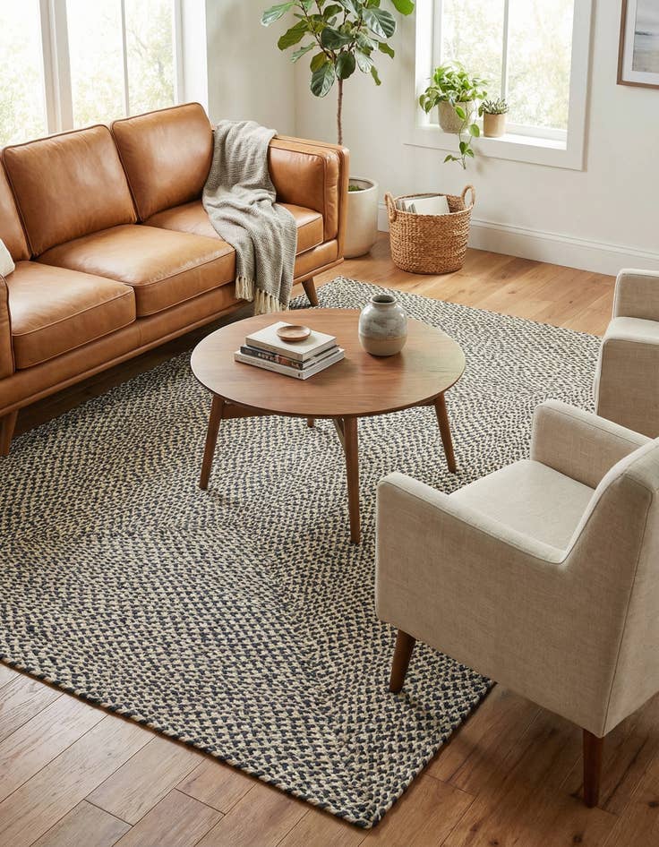 Detail image of 5' 1 x 8'  Hand Tweed Braided Jute Rug