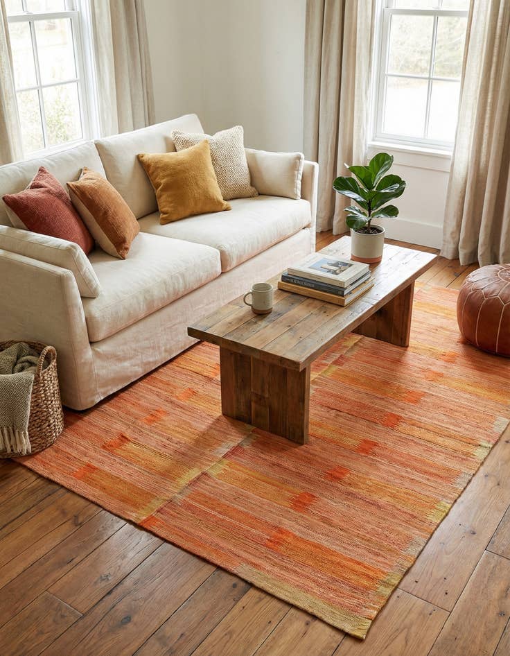 Detail image of 4' 3 x 5' 9  Hand Woven Kilim Modern Wool Rug