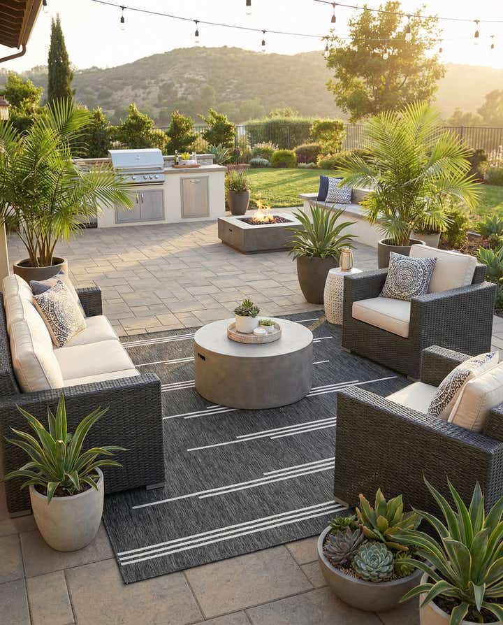 7' 10 x 7' 10 Easy-Clean Modern Indoor / Outdoor Square Rug