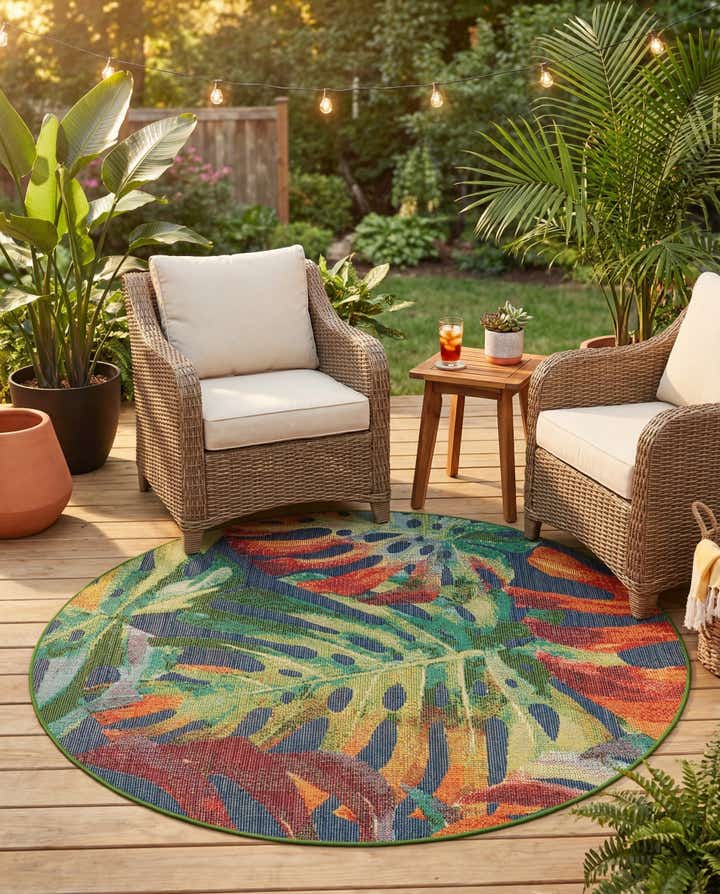 6' 1 x 6' 1 Easy-Clean Baja Indoor / Outdoor Round Rug