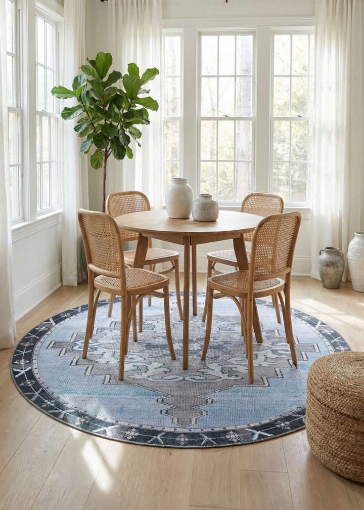 7' 7 x 7' 7 Washable Timeless Round Rug