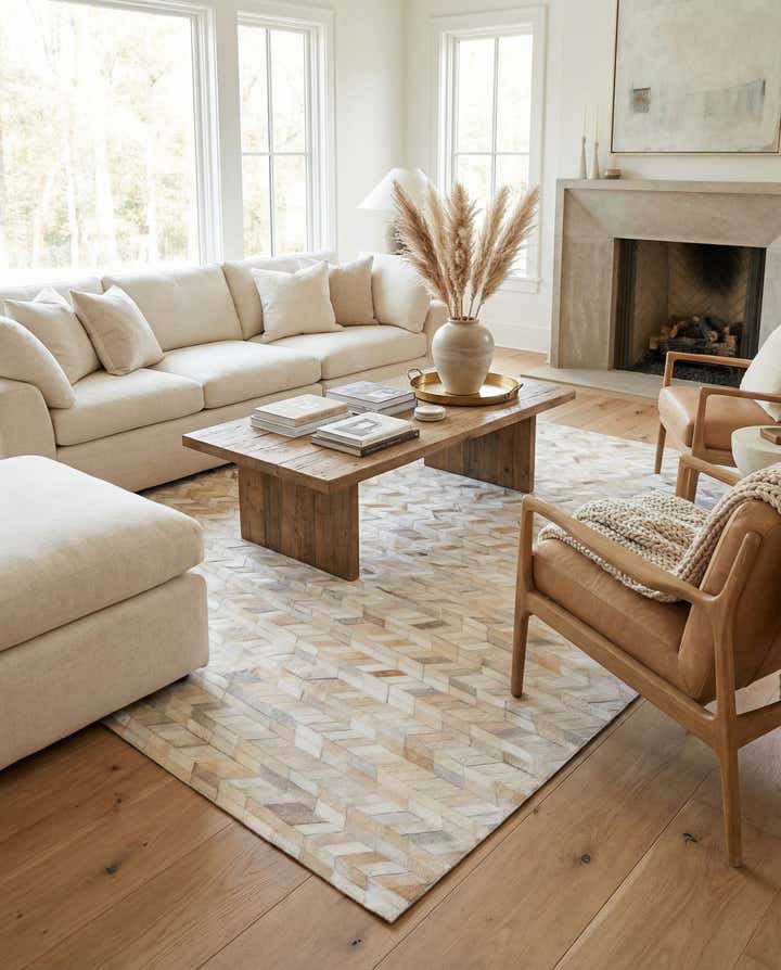 5' x 8' Cowhide Leather Rug