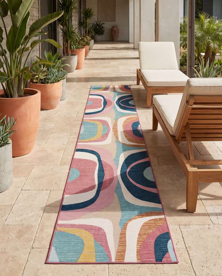 2' 7 x 12' Easy-Clean Modern Indoor / Outdoor Runner Rug