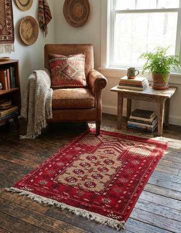 2' 7 x 4' Hand Knotted Afghan Ersari Wool Rug