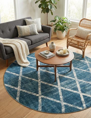 Navy Blue Starlight Round Rug
