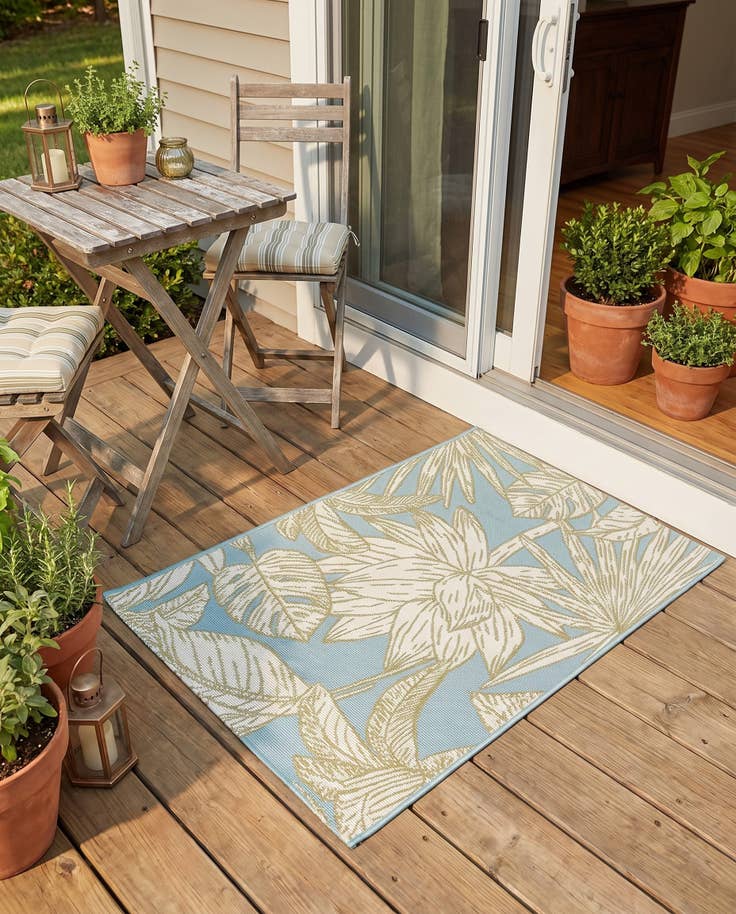 Detail image of 2' x 3' Easy-Clean Botanical Indoor / Outdoor Rug