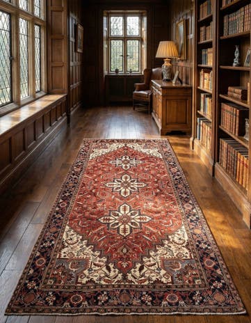 6' 7 x 12' 4 Heriz Wool Runner Rug