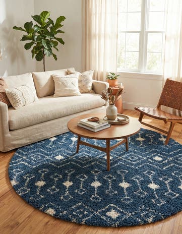 7' 10 x 7' 10 Moroccan Trellis Shag Round Rug