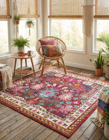 Washable Fleur Square Rug