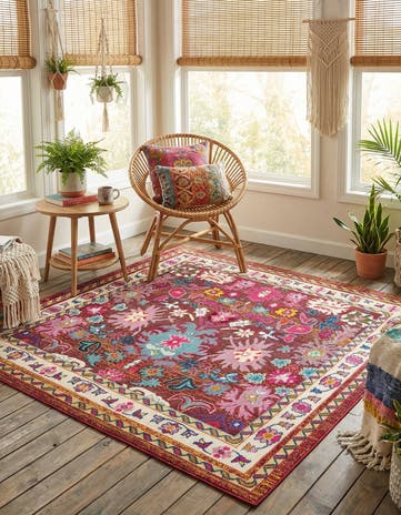 Washable Fleur Square Rug