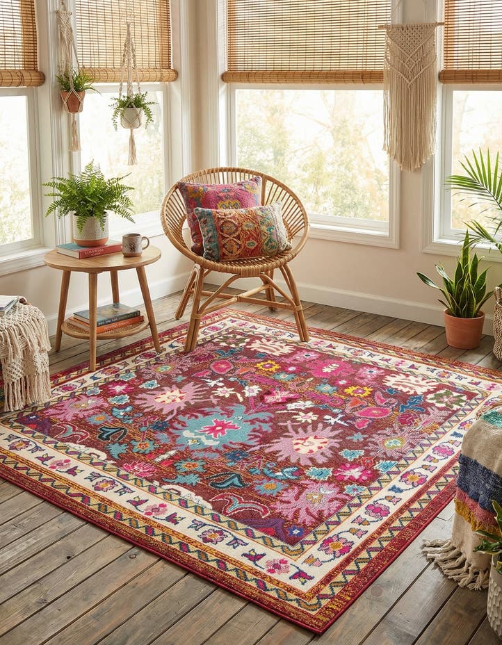8' x 8' Washable Fleur Square Rug