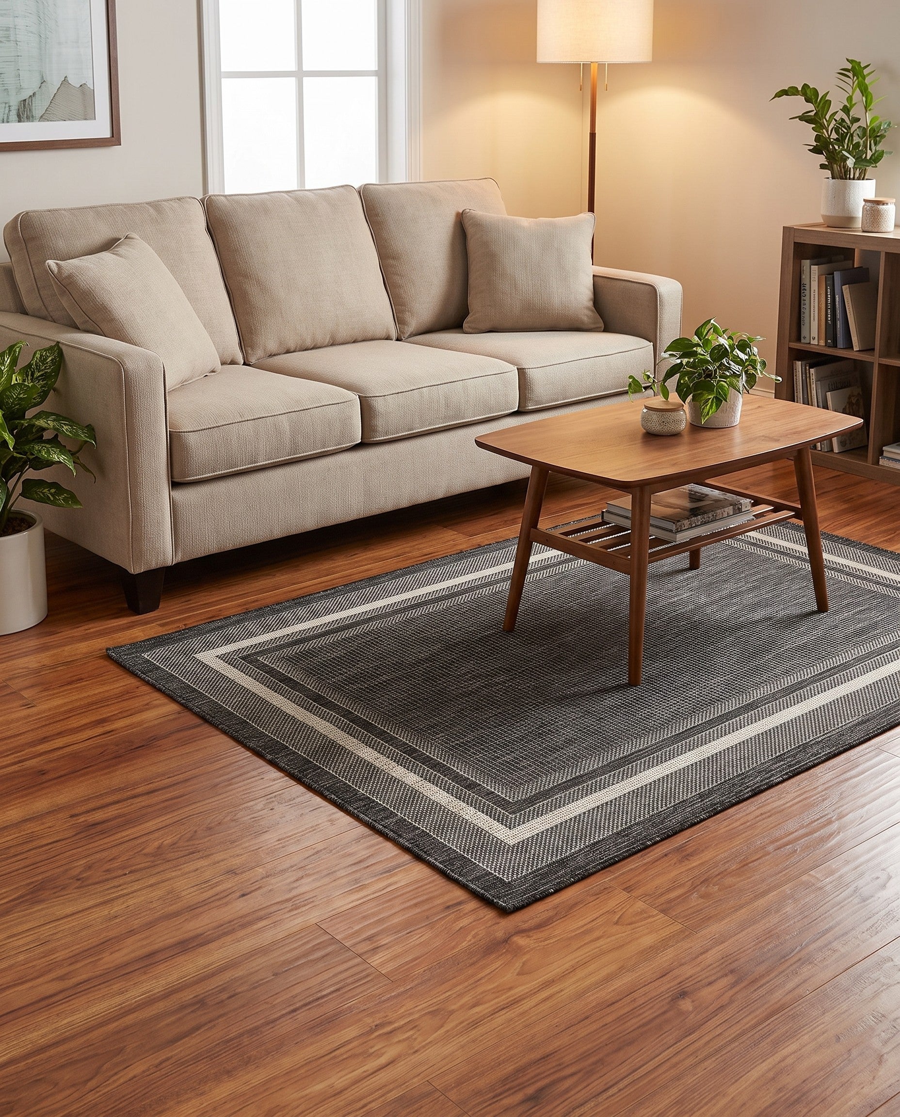 4' x 6' Easy-Clean Border Indoor / Outdoor Rug