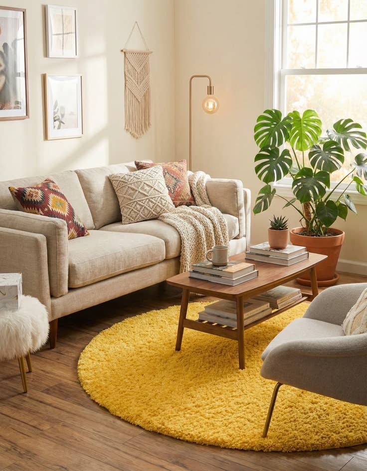 Detail image of 6' x 6' Solid Shag Round Rug