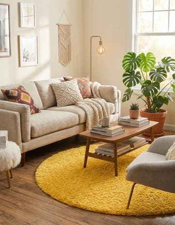 6' x 6' Solid Shag Round Rug