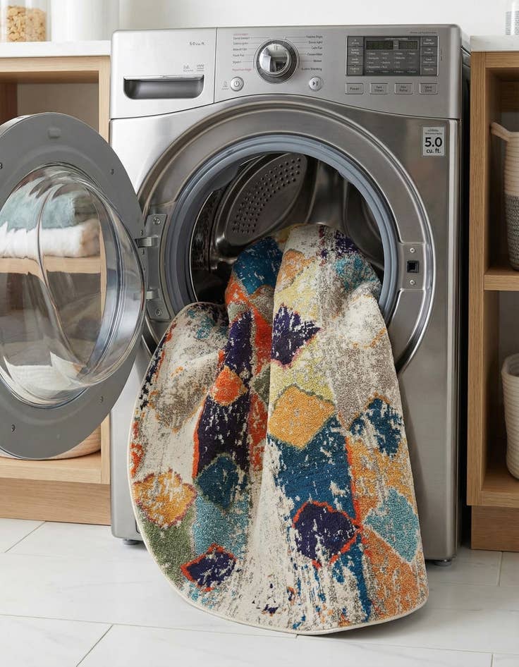 Detail image of  7' x 7'  Washable Vivid Round Rug