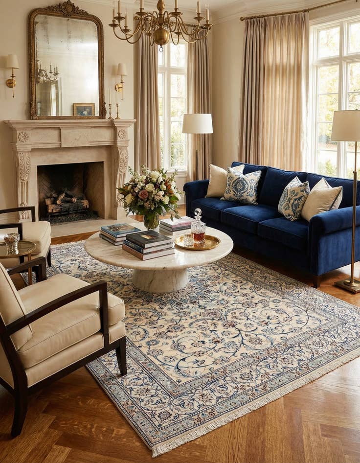 Detail image of 8' x 11'  Hand Knotted Nain Persian Rug