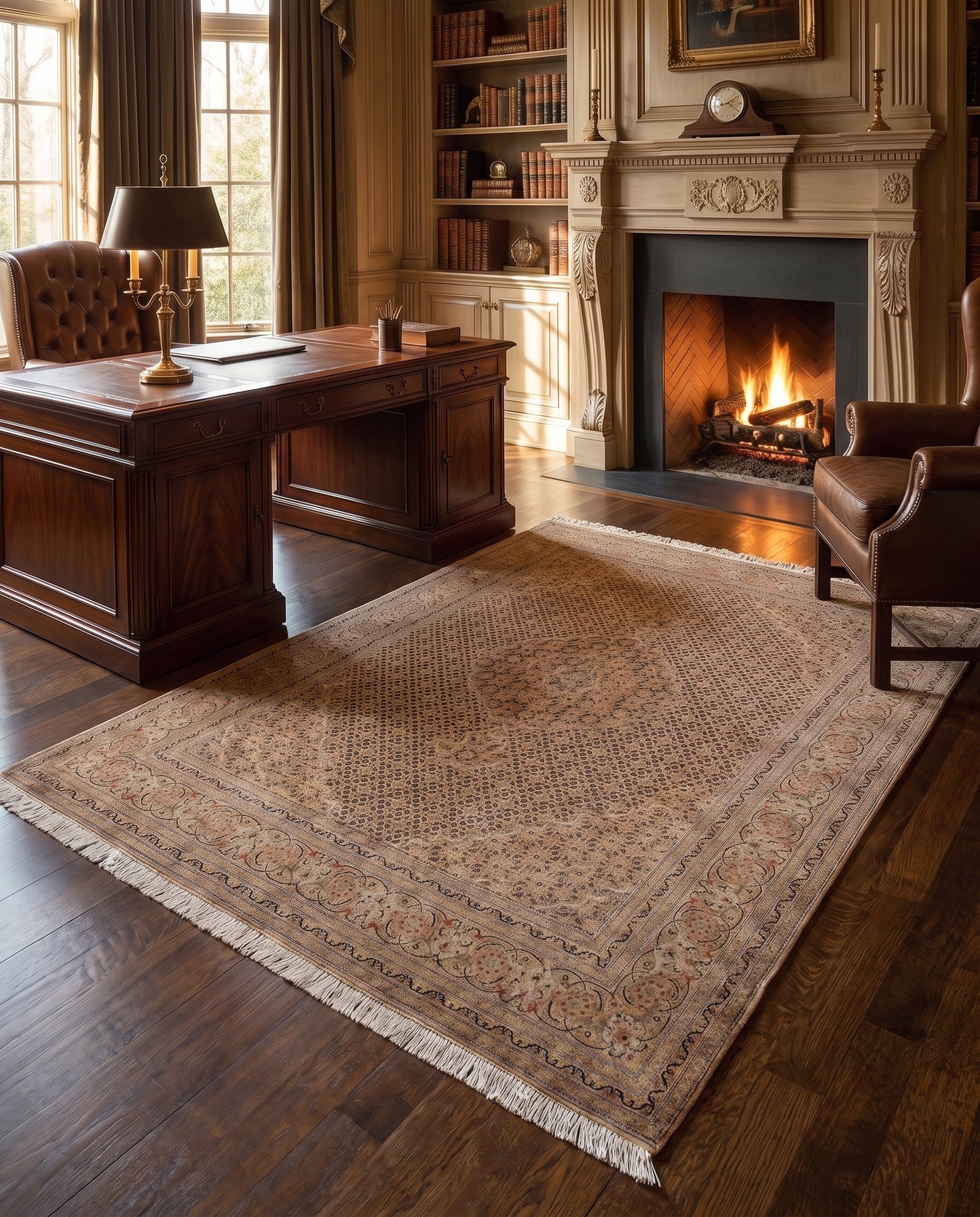 4' 11 x 6' 7 Hand Knotted Tabriz Mahi Persian Wool Rug