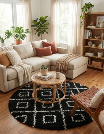 7' 10 x 7' 10 Lattice Shag Round Rug