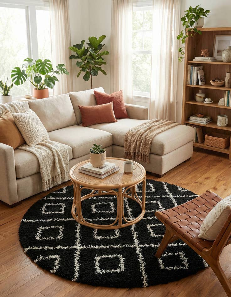 Detail image of  7' 10 x 7' 10 Lattice Shag Round Rug