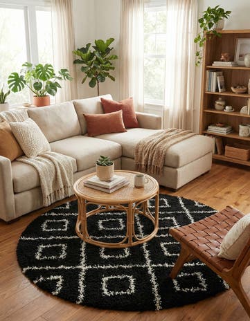 7' 10 x 7' 10 Lattice Shag Round Rug