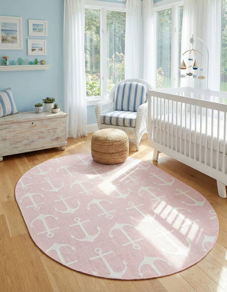 Detail image of 7' 10 x 10'  Washable Coastal Indoor / Outdoor Oval Rug