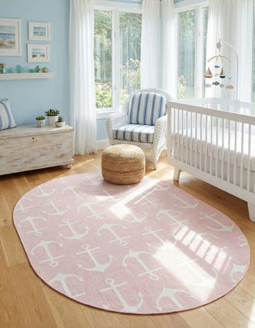 7' 10 x 10' Easy-Clean Coastal Indoor / Outdoor Oval Rug