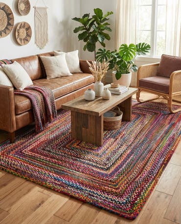  6' 1 x 9'  Hand Braided Chindi Rug