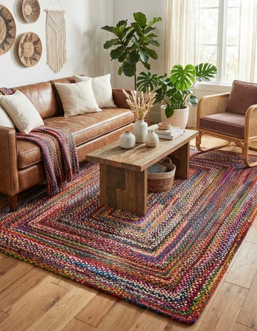 6' 1 x 9' Handmade Braided Chindi Rug