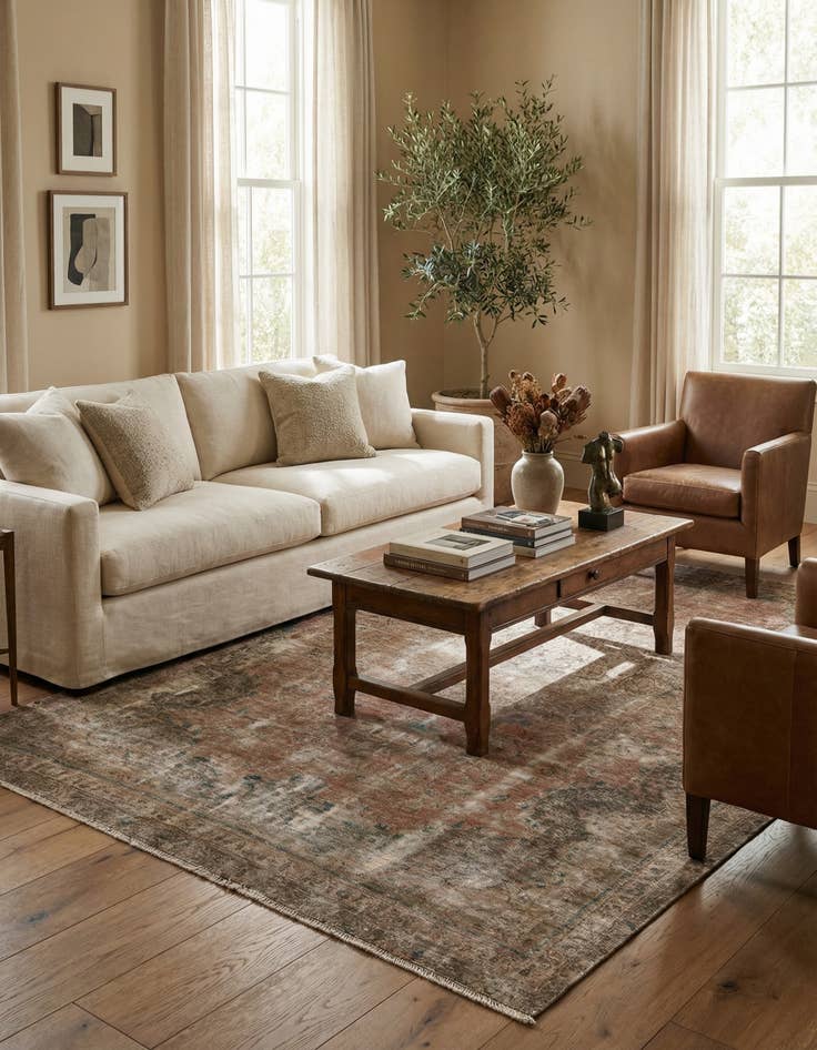 Detail image of 6' 3 x 10'  Hand Knotted Ultra Vintage Persian Wool Rug