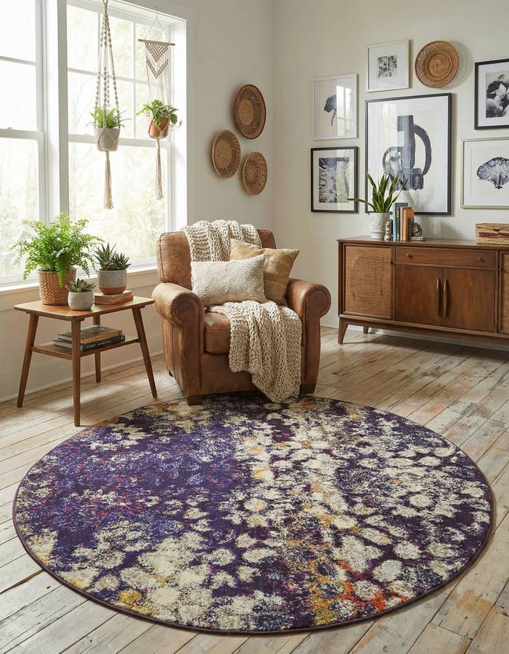 Detail image of  4' x 4'  Washable Carnevale Round Rug