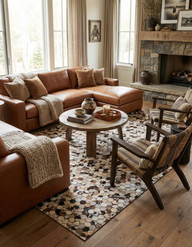 Detail image of 5' 1 x 8' 1 Cowhide Rug