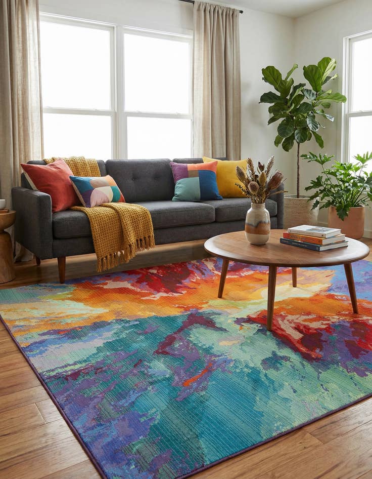 Detail image of 6' x 9'  Washable Modern Indoor / Outdoor Rug