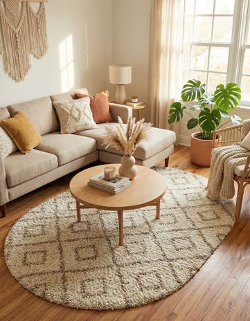 4' x 6' Lattice Shag Oval Rug