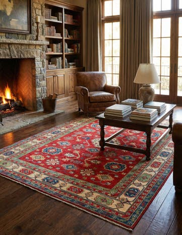 5' 7 x 8' Hand Knotted Kazak Rug