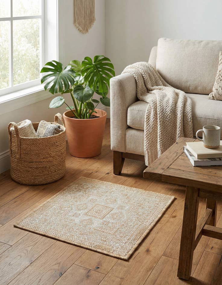 Detail image of 1' 4 x 1' 4  Washable Aztec Indoor / Outdoor Sample Rug