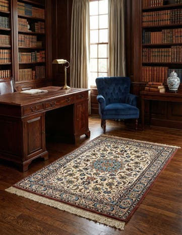 4' x 6' 2 Hand Knotted Isfahan Oriental Wool Rug