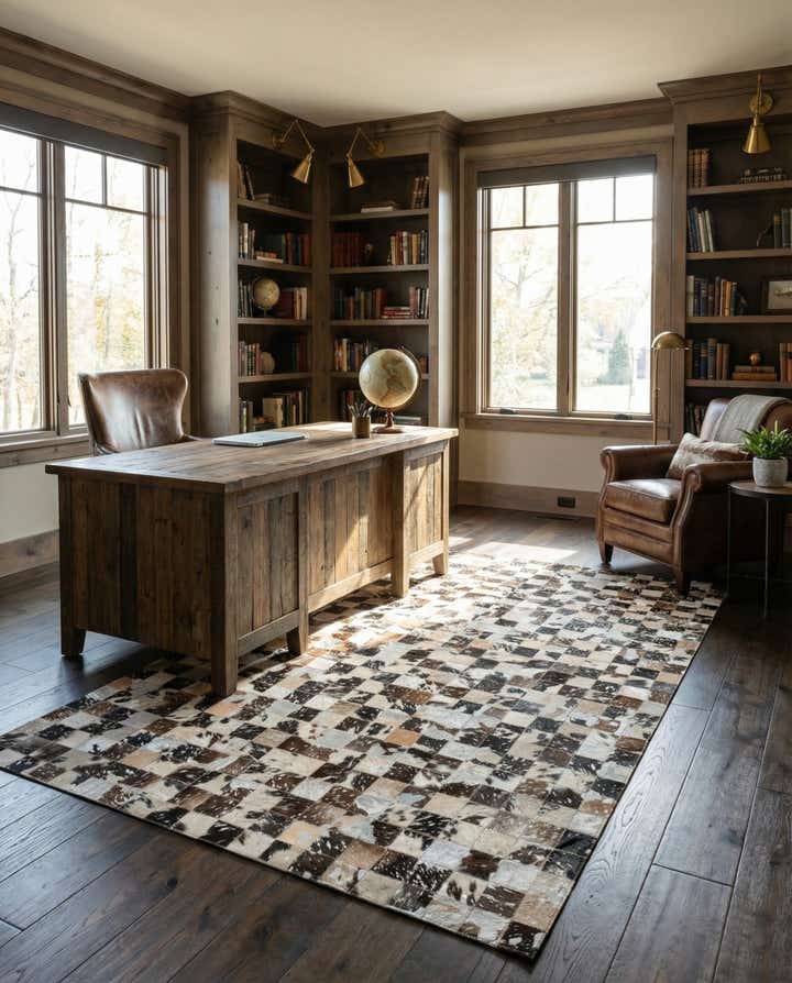 5' x 8' Cowhide Leather Rug
