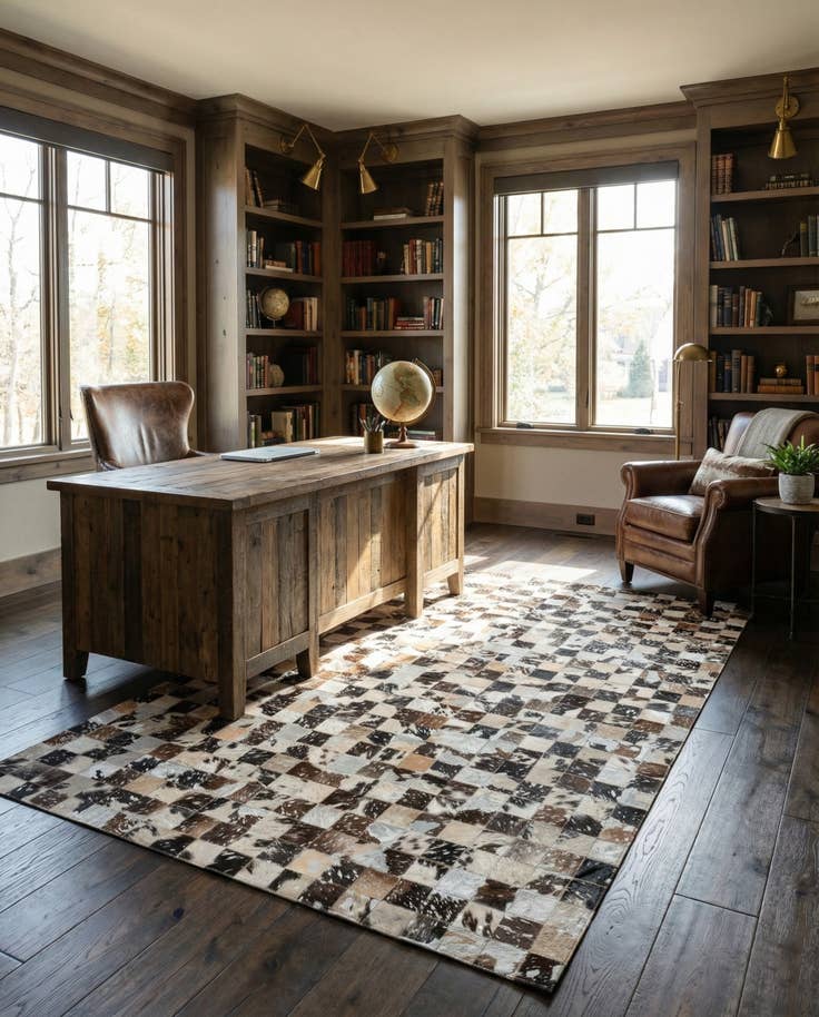 Detail image of 5' x 8' Cowhide Leather Rug