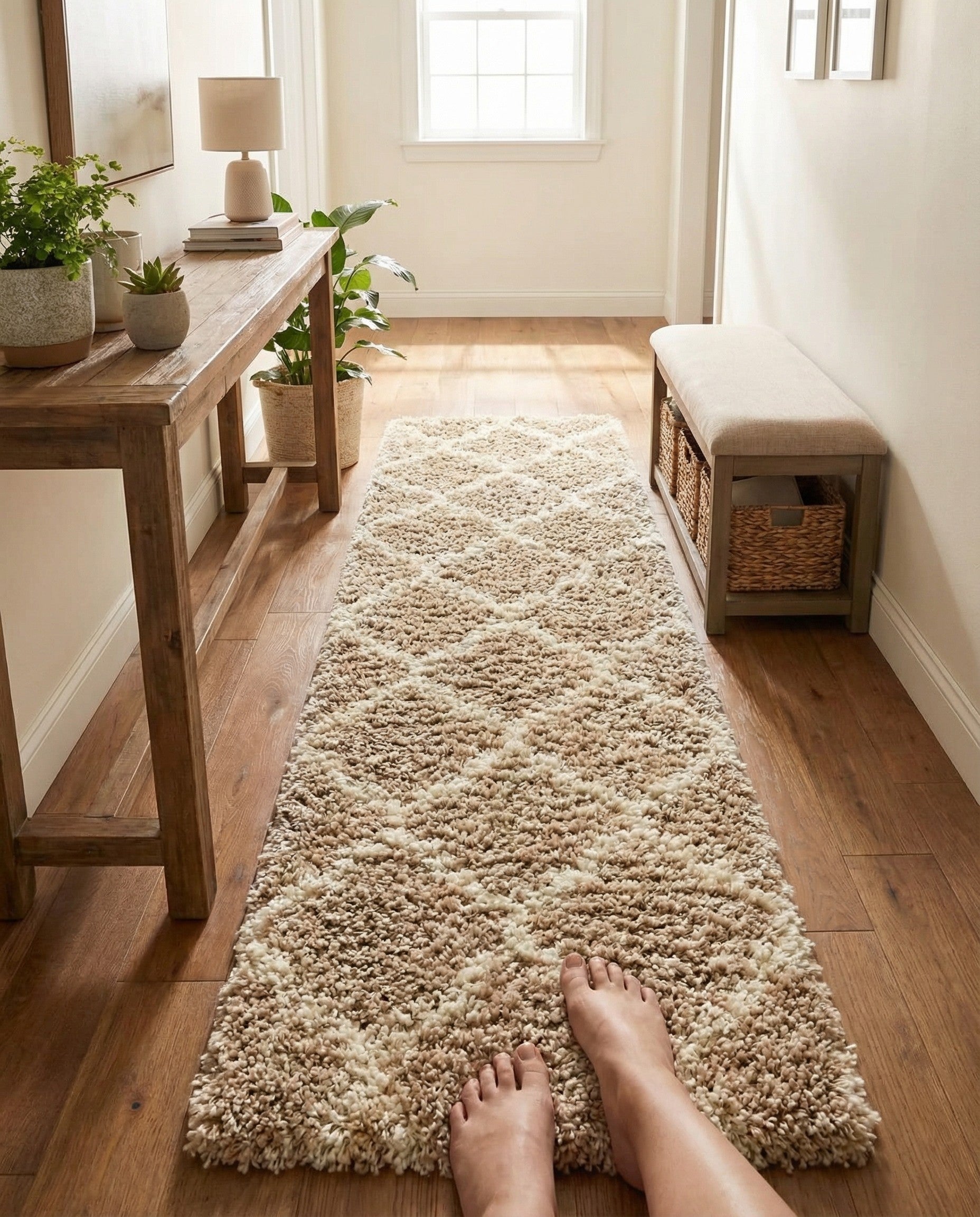  2' x 8' Moroccan Trellis Shag Runner Rug