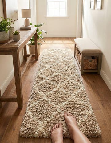 2' x 8' Moroccan Trellis Shag Runner Rug