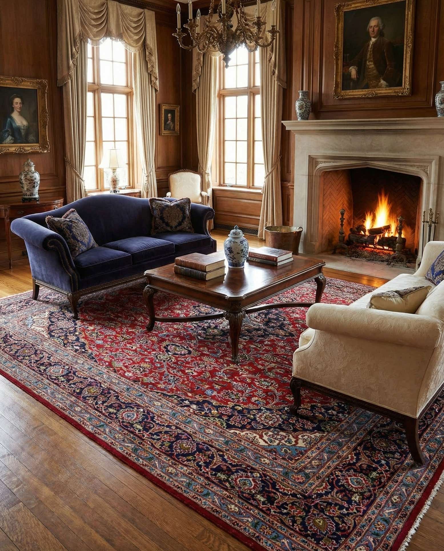9' 9 x 12' 6 Hand Knotted Kashan Persian Wool Rug