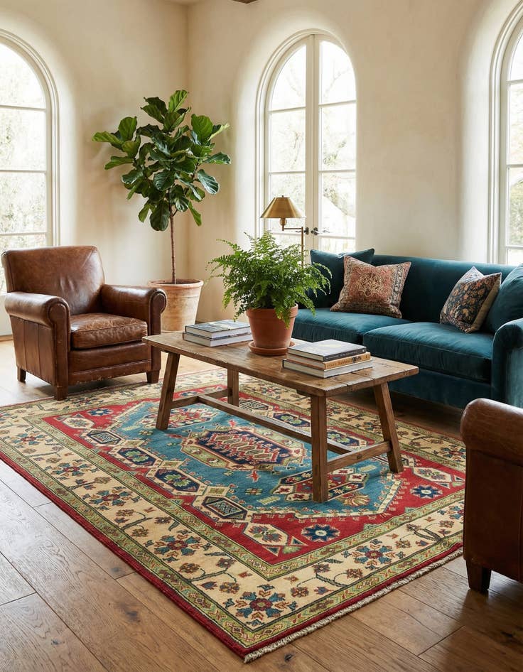 Detail image of 5' x 6' 6  Hand Knotted Kazak Rug