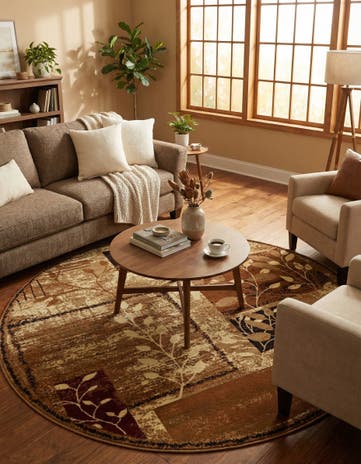 Beige Cafe Round Rug