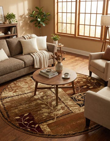 Beige Cafe Round Rug