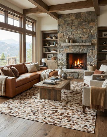 8' 1 x 10' Cowhide Leather Rug