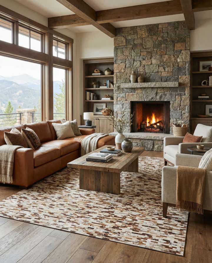 8' 1 x 10' Cowhide Leather Rug