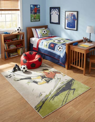 4' x 6' Soccer Player Whimsy Kids Rug