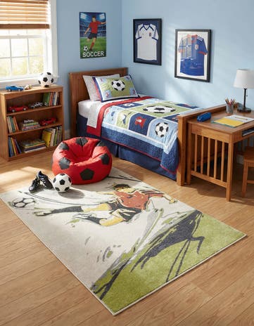 4' x 6' Soccer Player Whimsy Kids Rug